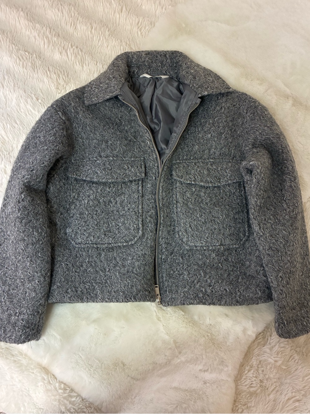 H&M Gray Kids Pea Coat - Zipper Front NEVER WORN Size 14